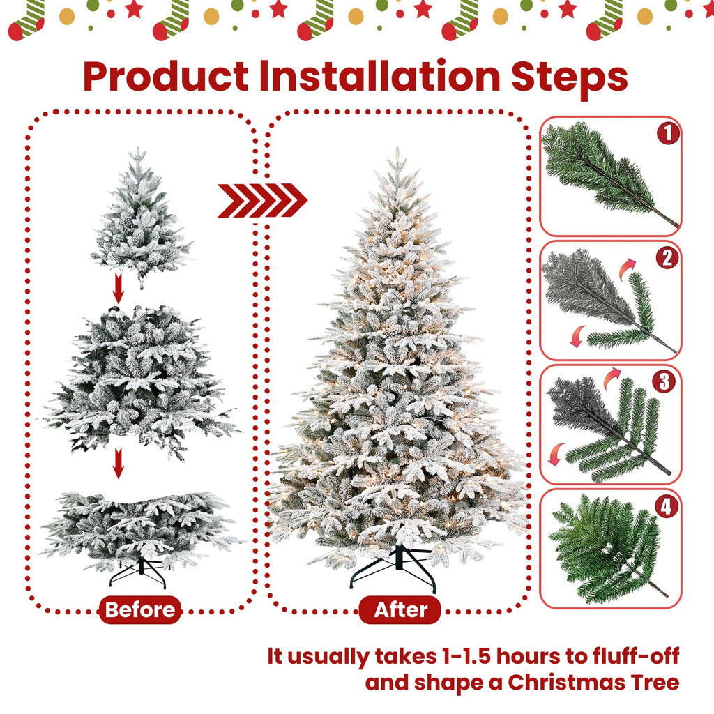 5ft Pre-Lit Flocked Artificial Christmas Tree