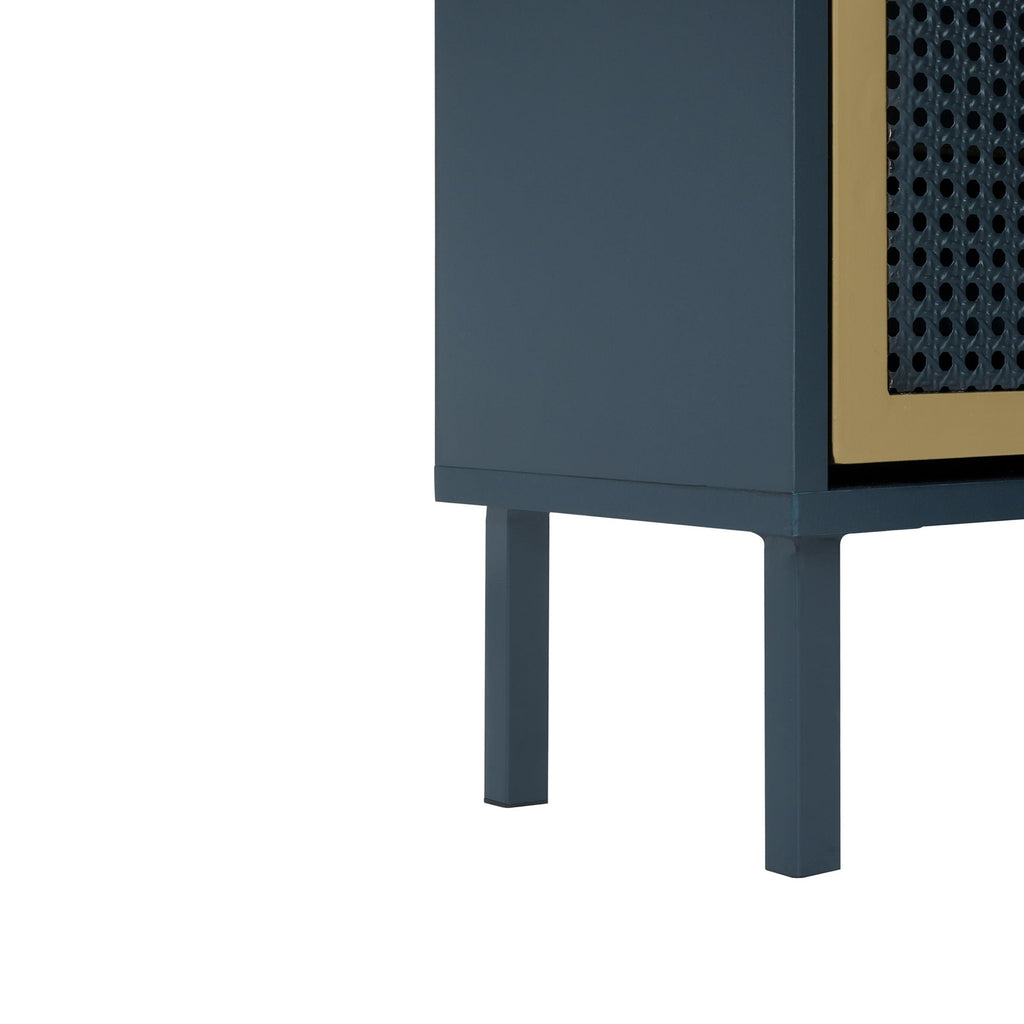 Modern Rattan 3 Door Shoe Rack Cabinet for Entryway