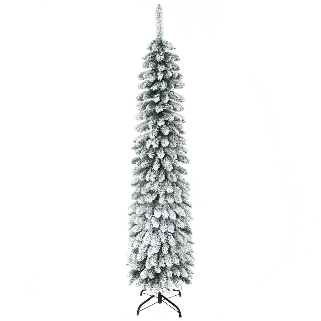 HOMCOM 6' Tall Unlit Snow Flocked Artificial Christmas Tree