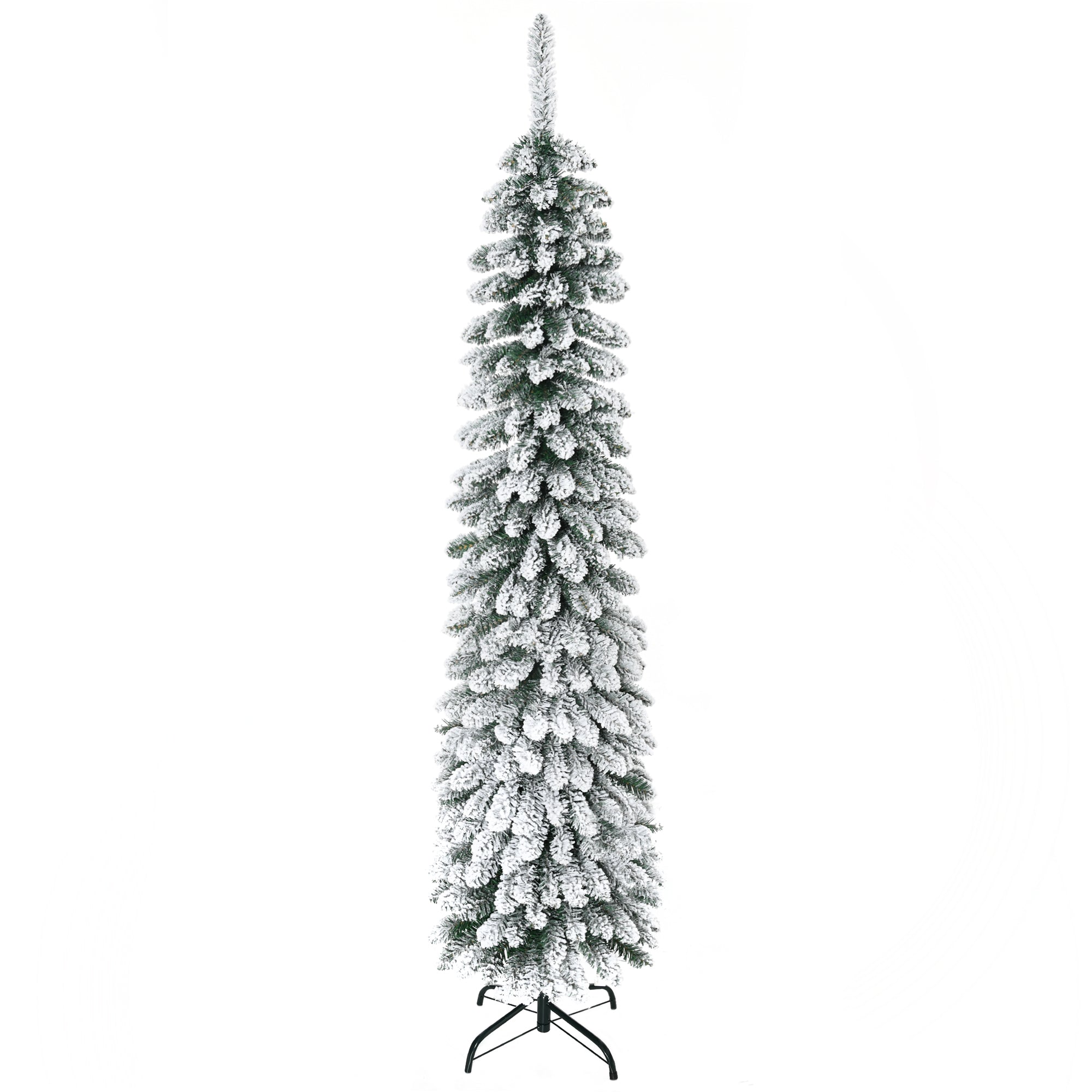 HOMCOM 6' Tall Unlit Snow Flocked Artificial Christmas Tree