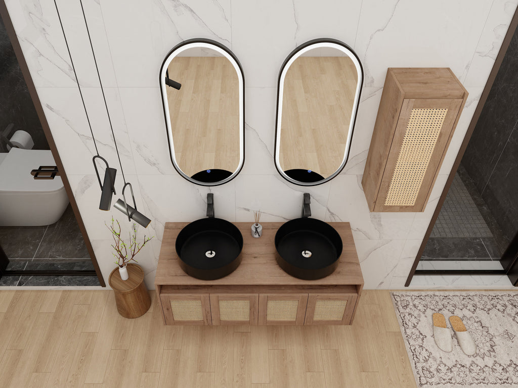 48" Bathroom Vanity with Ceramic Art Sink and Side Cabinet