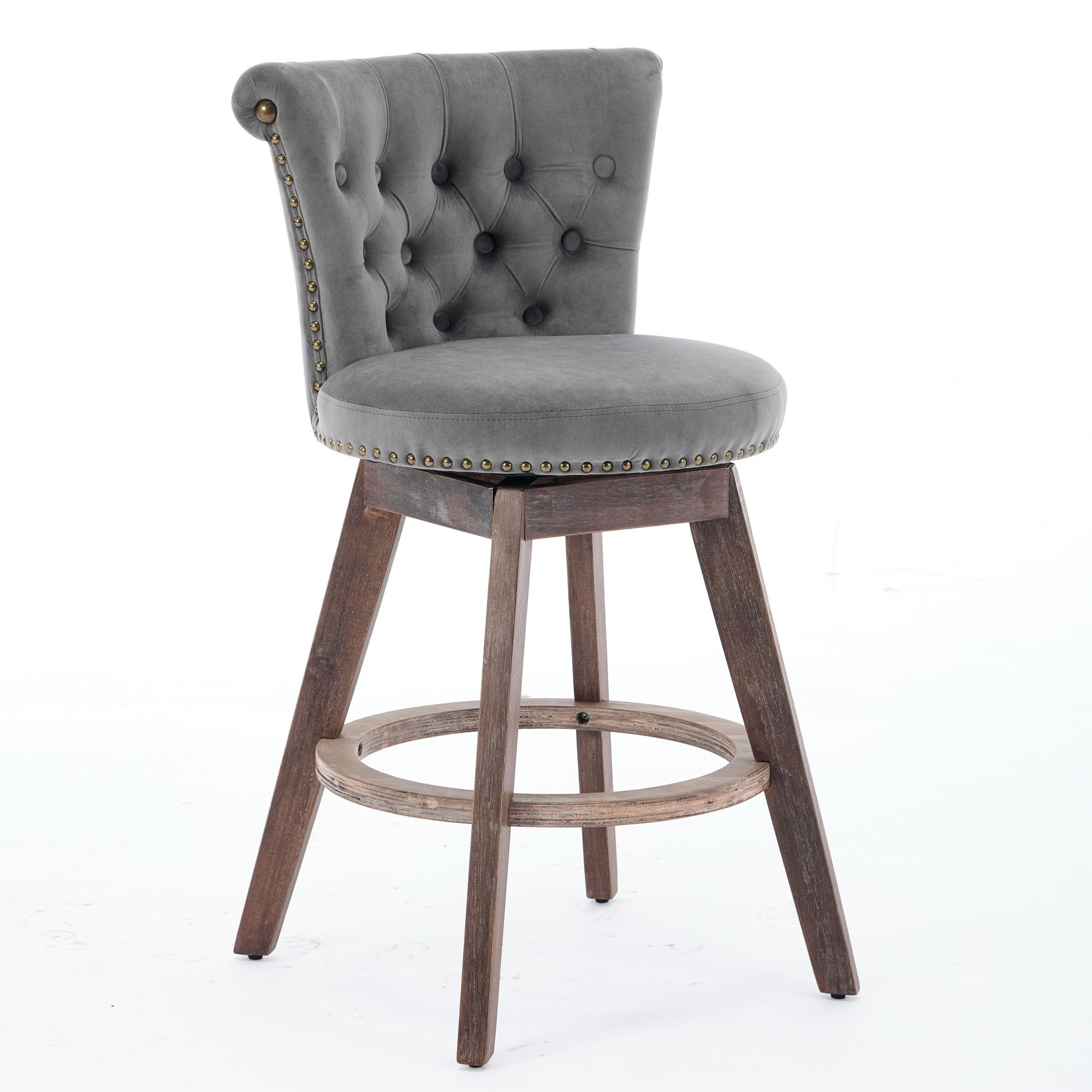 26" Counter Height Bar Stools Set of 2 with 360° Swivel and Velvet Upholstery