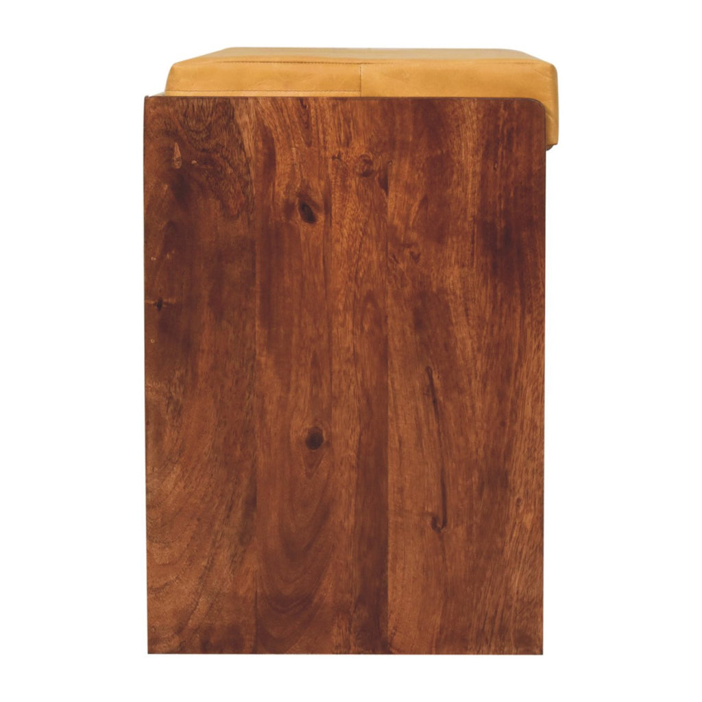 Solid Wood Buffalo Hide Pull Out Bench