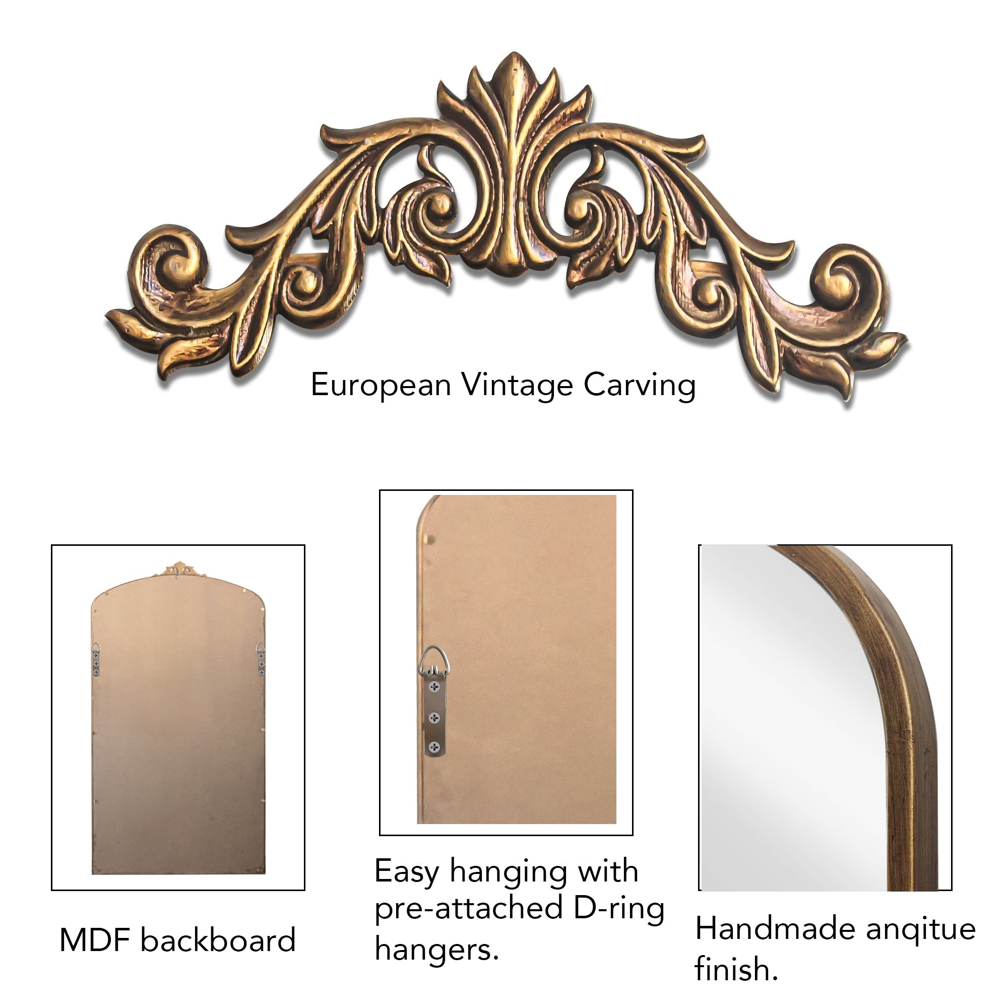 Vintage Ornate Arched Full Length Mirror