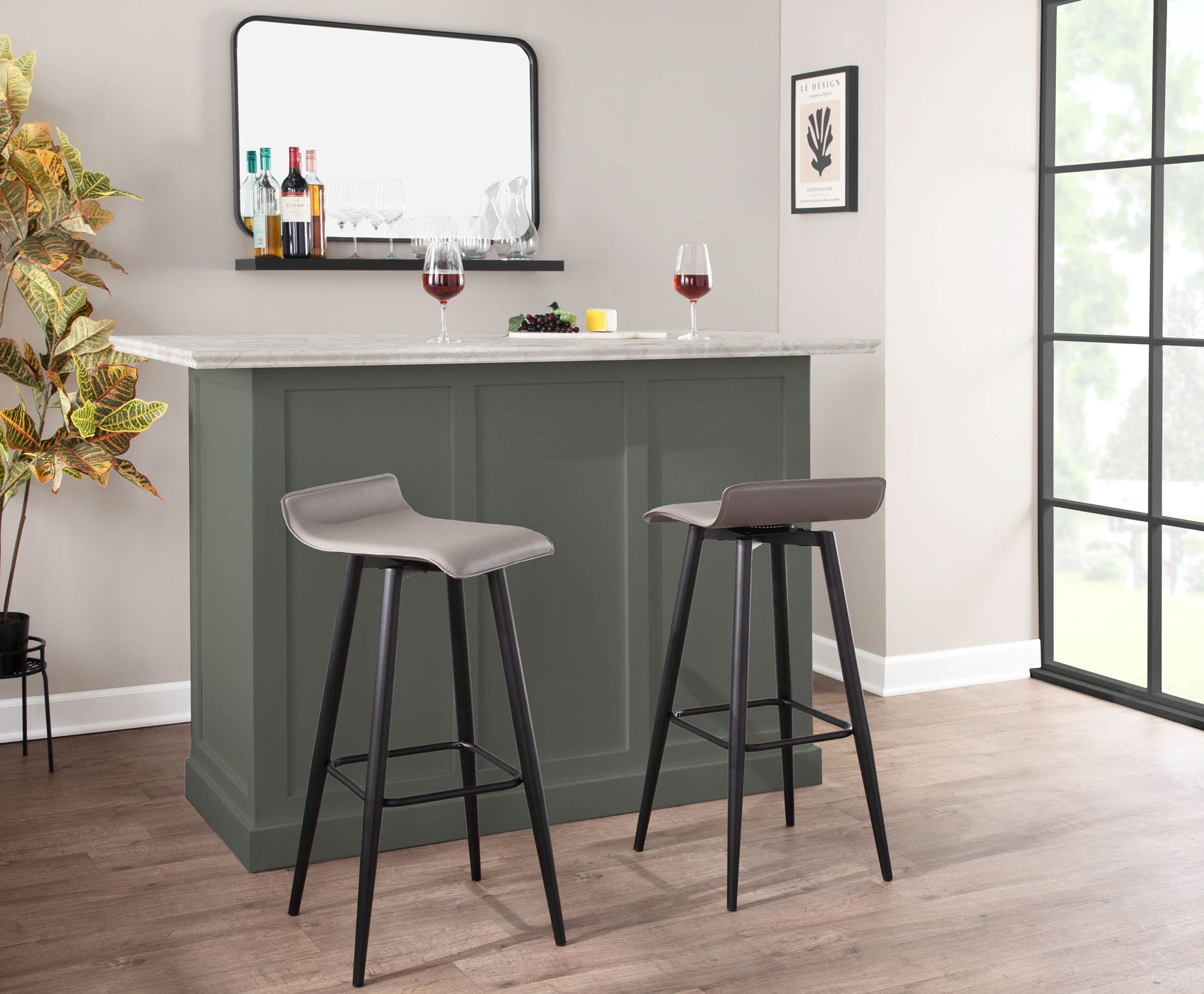 Ale - Contemporary Fixed Height Bar Stool (Set of 2)