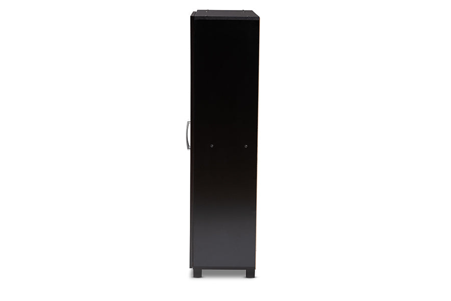 Baxton Studio Marine Modern and Contemporary Wenge Dark Brown Finished 2-Door Wood Entryway Shoe Storage Cabinet with Open Shelves