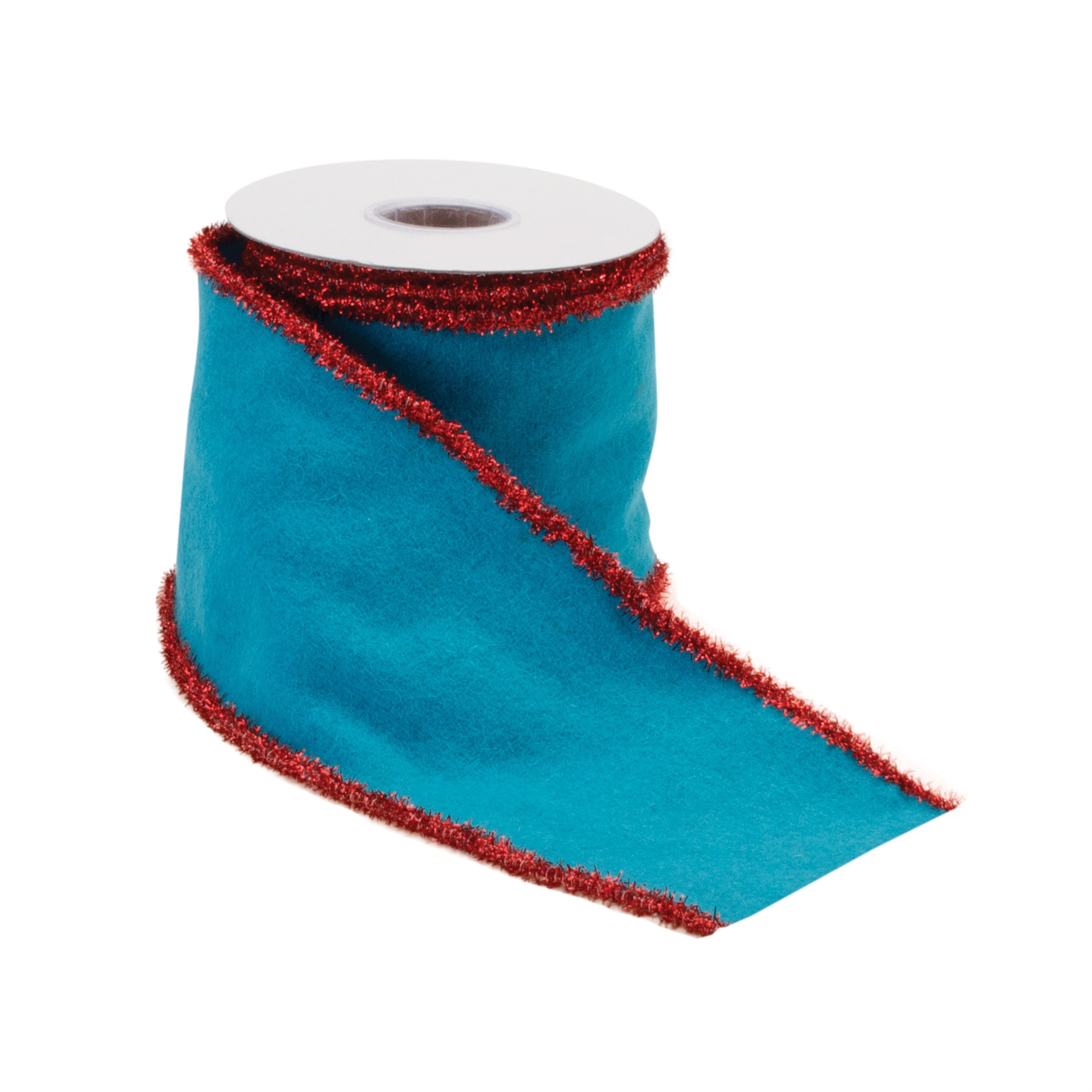 Blue Wool and Red Wired Ribbon (Set of 2)