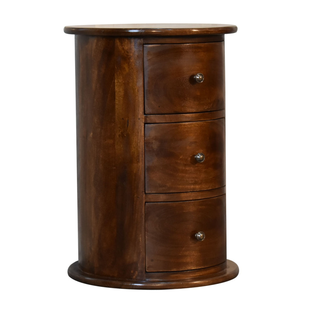 Solid Wood 3-Drawer Chestnut Drum