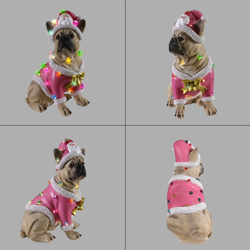 Christmas French Bulldog Statue