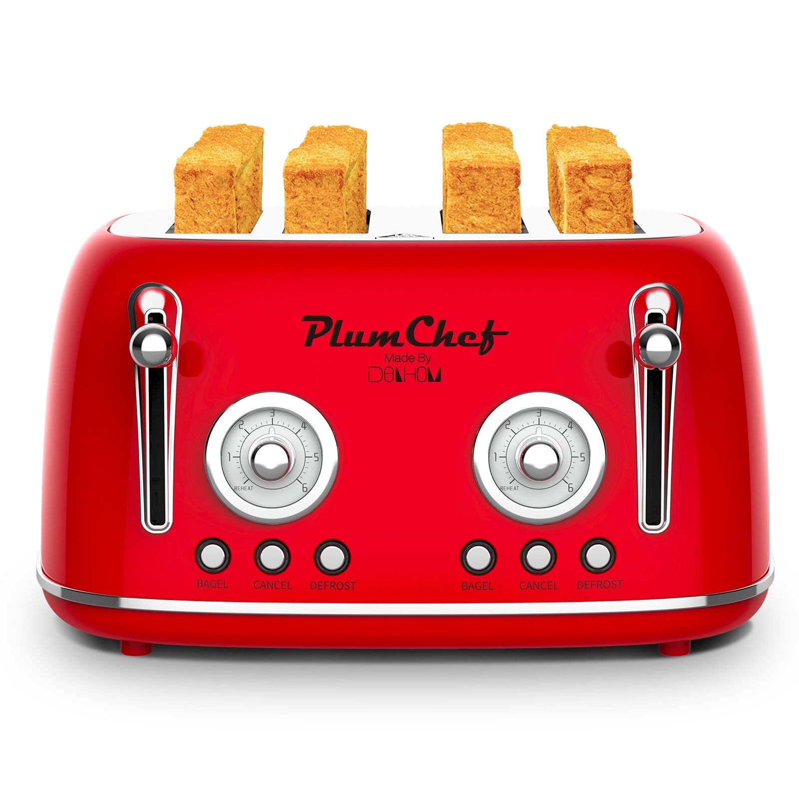 4 Slice Retro Style Toaster, Dual Control, 6 Browning Settings
