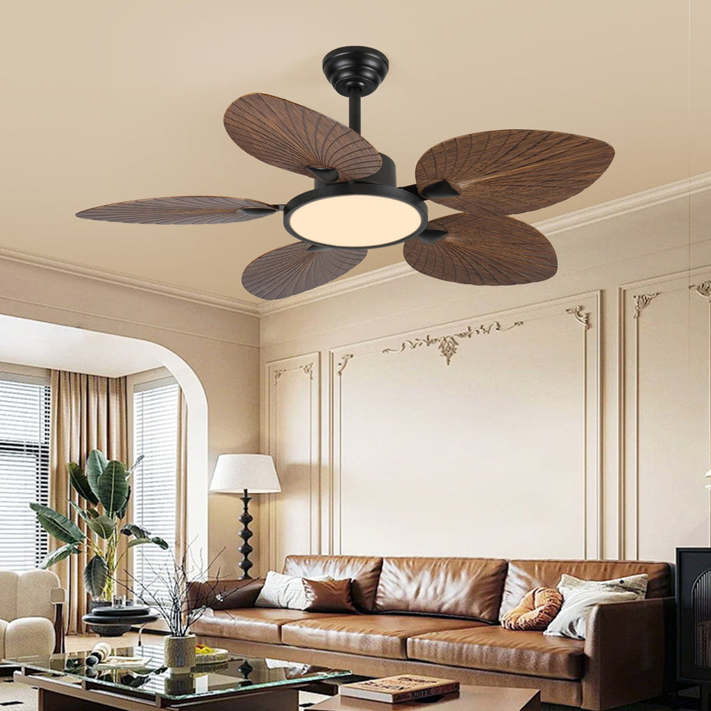 52-Inch Tropical Palm Leaf Ceiling Fan with Lights & Remote Control
