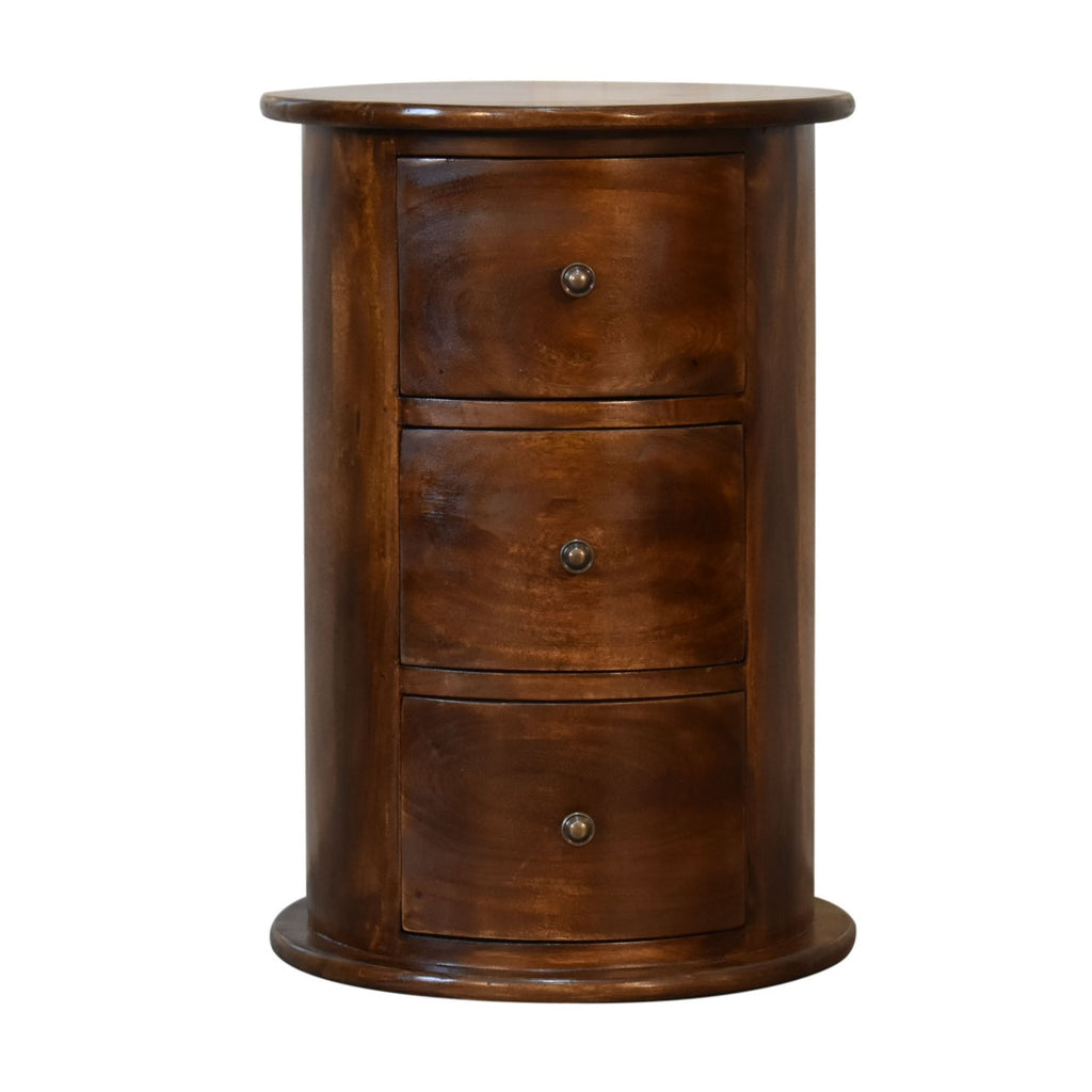 Solid Wood 3-Drawer Chestnut Drum