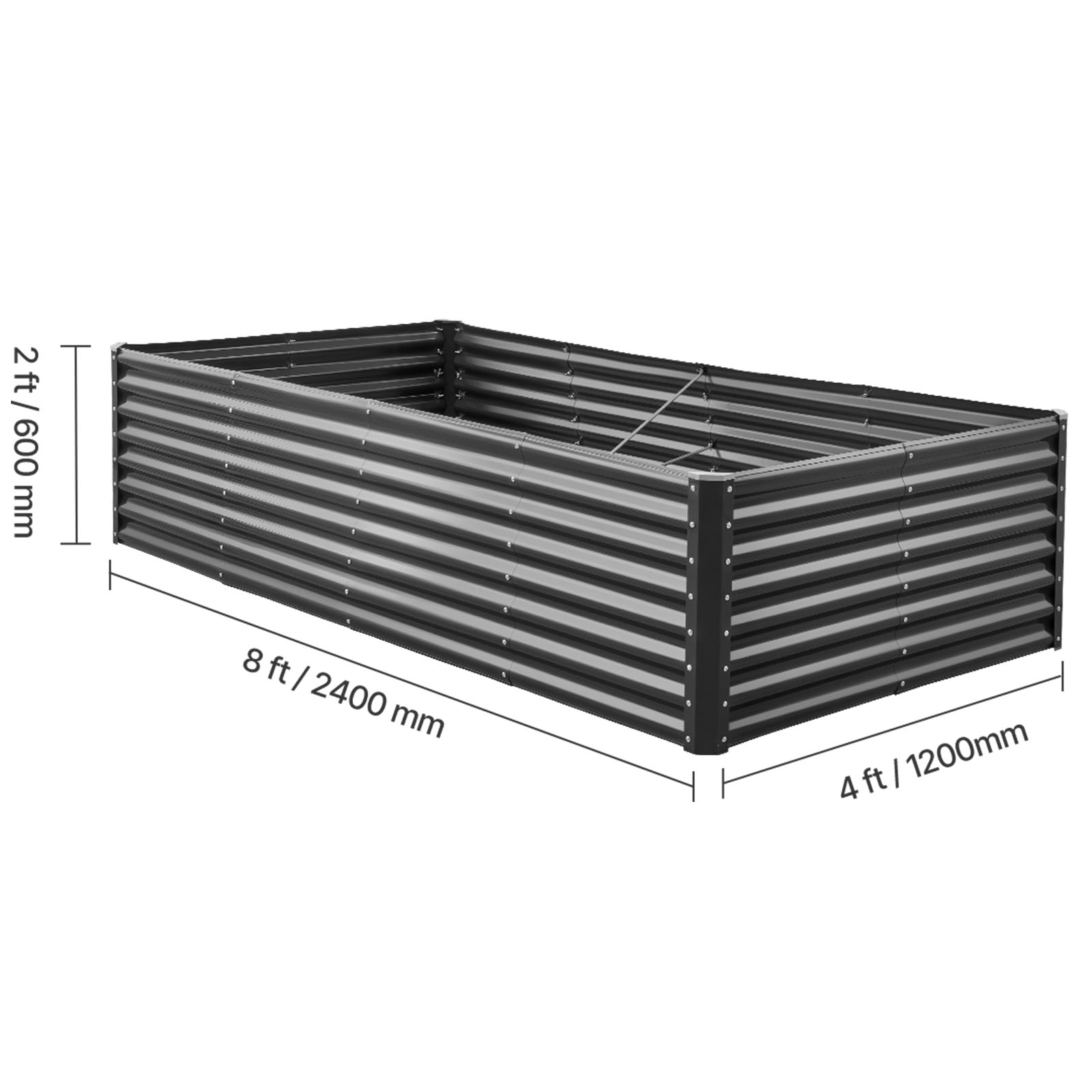 Metal Raised Garden Bed - 8 x 4 x 2 ft Outdoor Planter