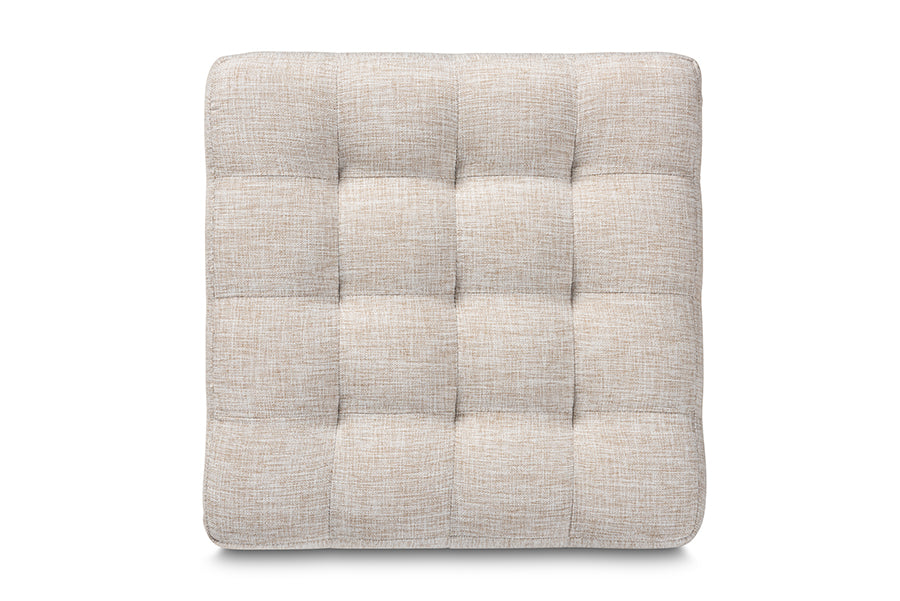 Baxton Studio Elladio Modern and Contemporary Beige Fabric Upholstered Tufted Cube Ottoman Set of 2