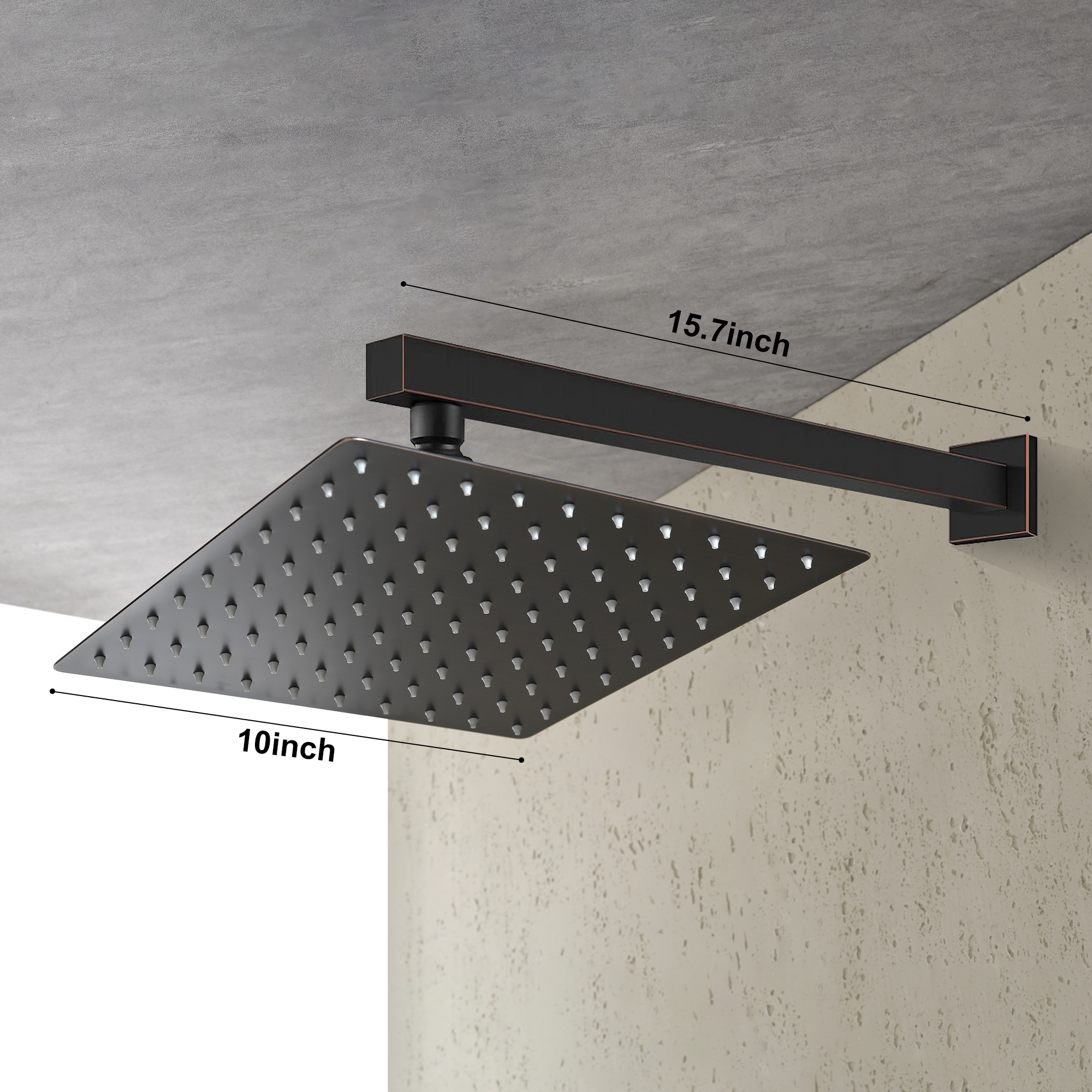 10 inch Wall Mount Rainfall Square Shower Head, Oil Rubbed Bronze