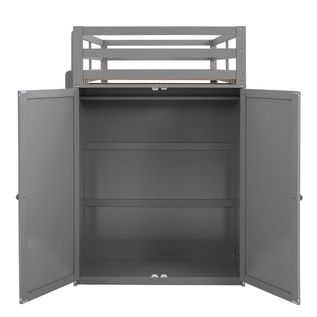 Loft Bed With Drawers, Desk, And Wardrobe