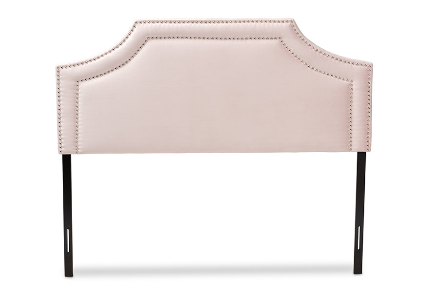 Baxton Studio Avignon Modern and Contemporary Light Pink Velvet Fabric Upholstered Queen Size Headboard