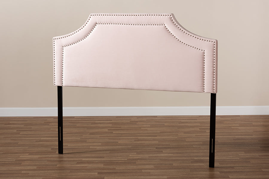 Baxton Studio Avignon Modern and Contemporary Light Pink Velvet Fabric Upholstered Queen Size Headboard