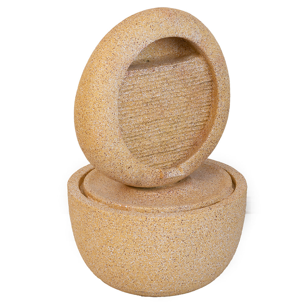 21.7x21.7x34.3 Inch Cement Round Water Fountain with Light and Pump
