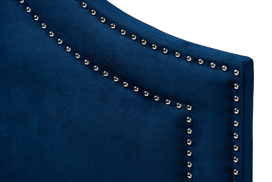 Baxton Studio Avignon Modern and Contemporary Navy Blue Velvet Fabric Upholstered King Size Headboard