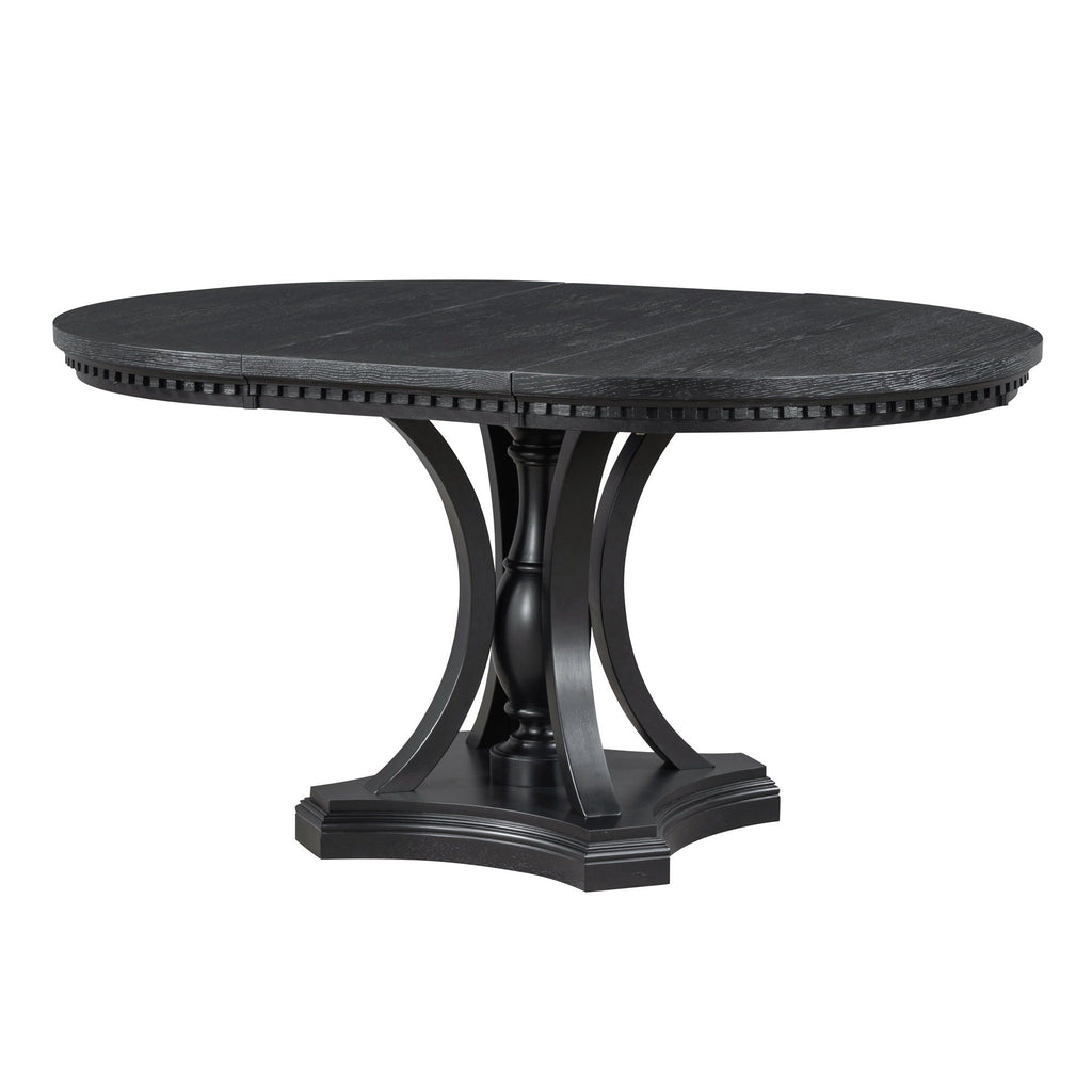 5 Piece Dining Set Extendable Round Table And 4 Chairs - Black / Oak