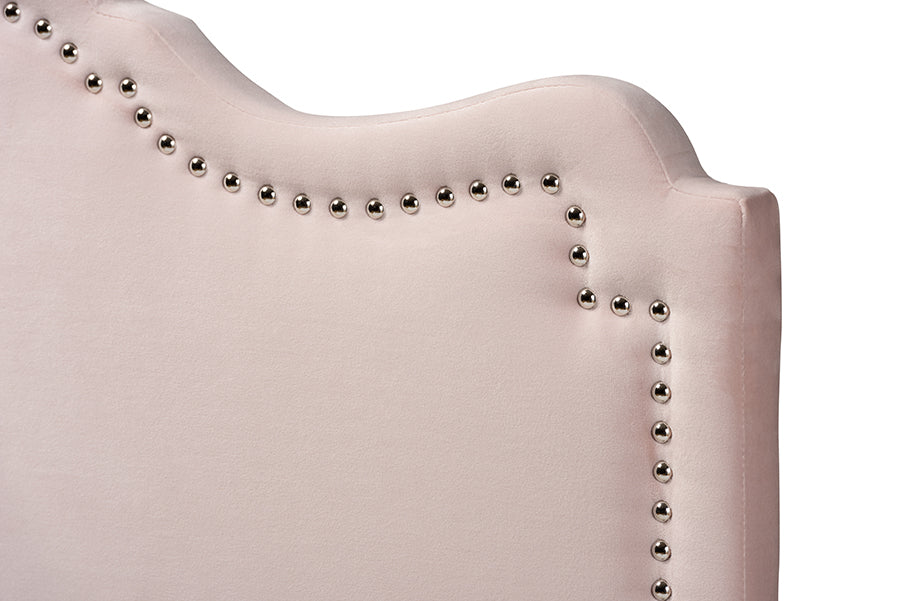 Baxton Studio Nadeen Modern and Contemporary Light Pink Velvet Fabric Upholstered Queen Size Headboard
