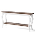 Console Table With Design, Extra Long Sofa Table For Living Entryway - Brown / White