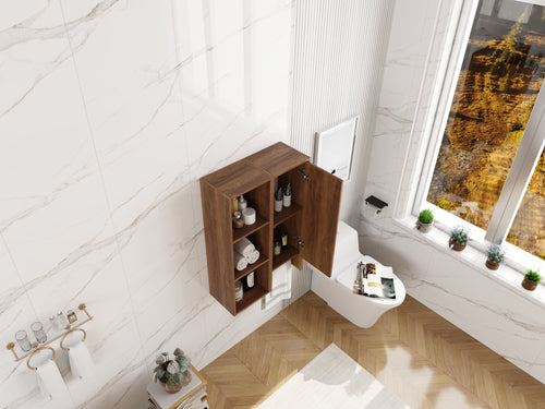 24 Inch Wall-Mounted Side Cabinet and Storage Shelves Combination