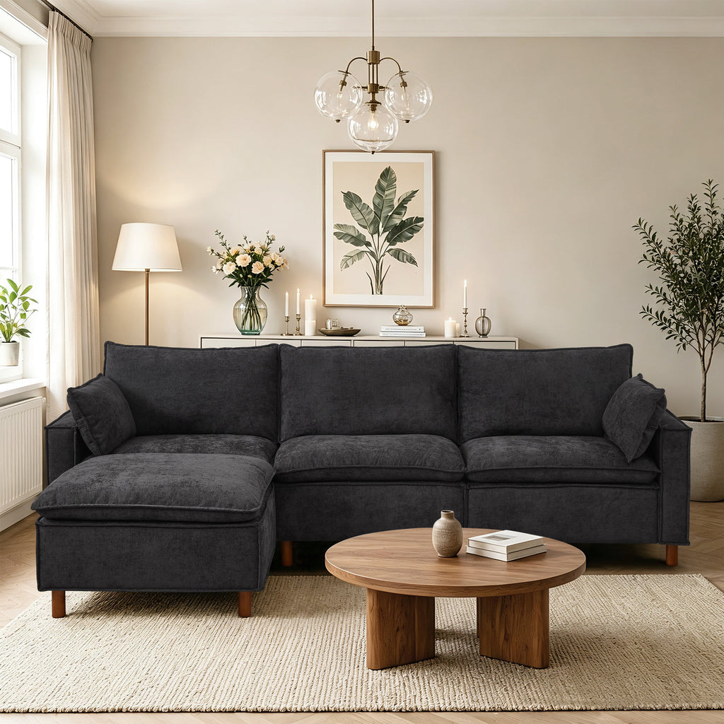 108.5" Modular Sectional L Shape Sofa with Movable Ottoman