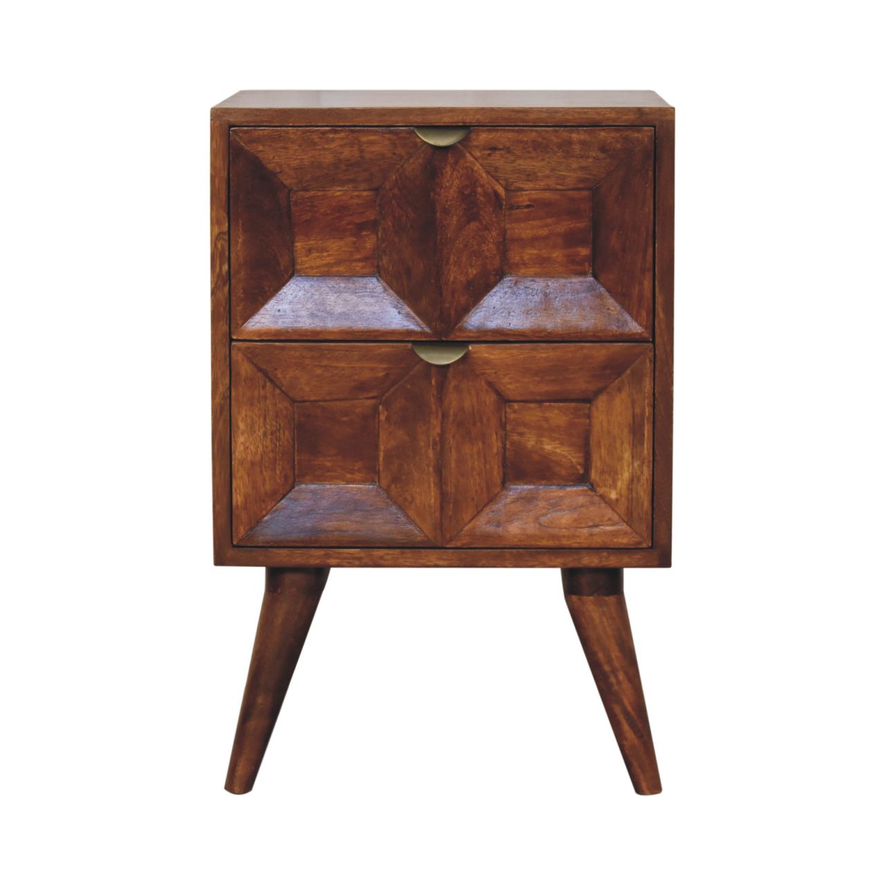 Solid Wood Quad Nightstand, 2-Drawers