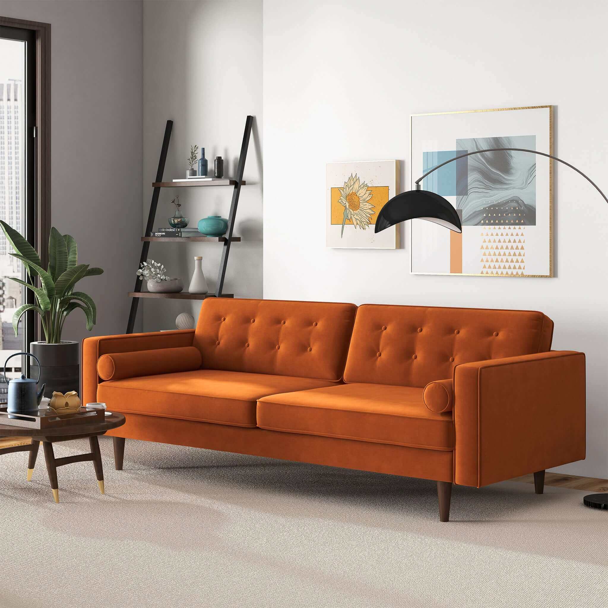 Mid Century Modern Velvet Sofa