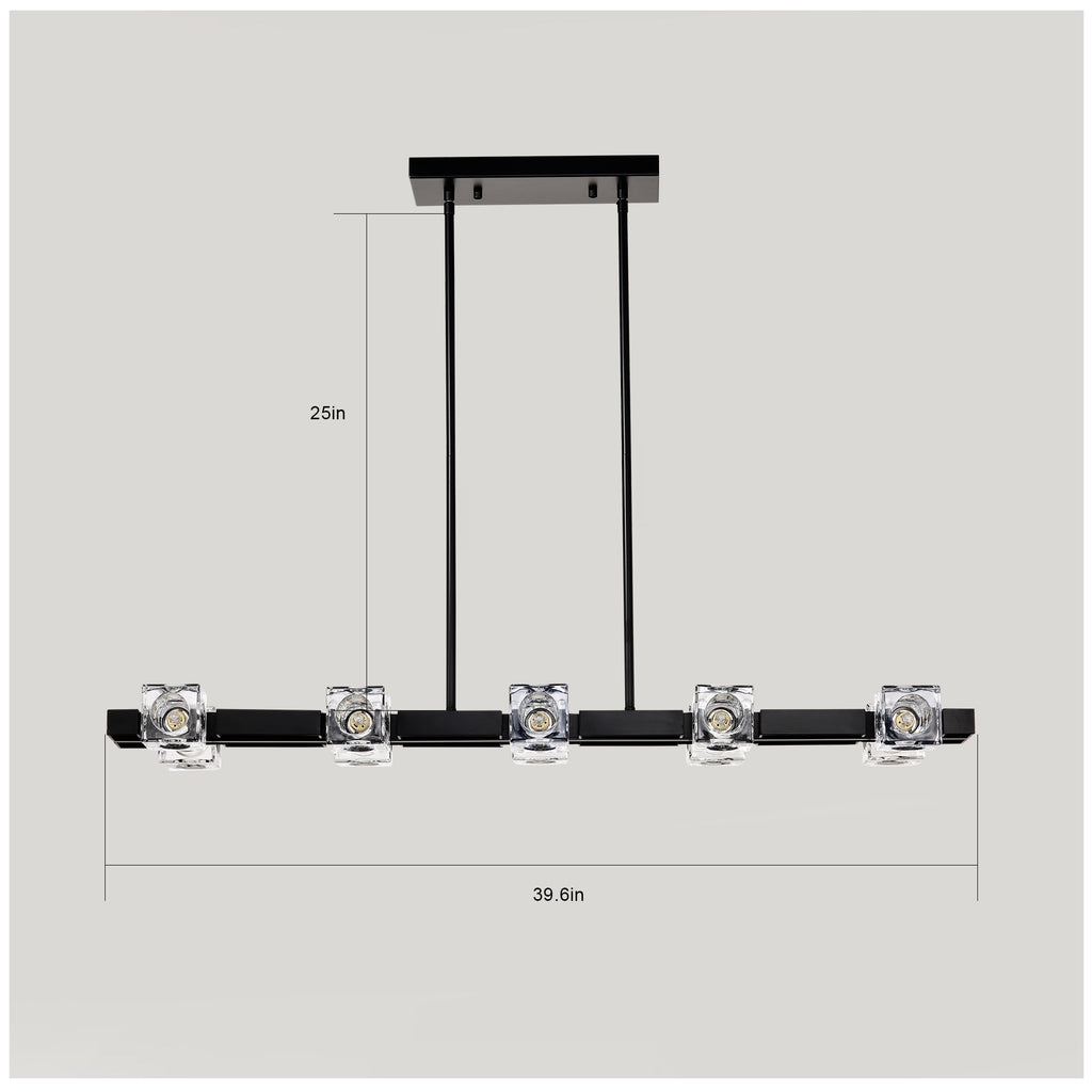 Rectangle Chandelier for Dining Room, 10-Light