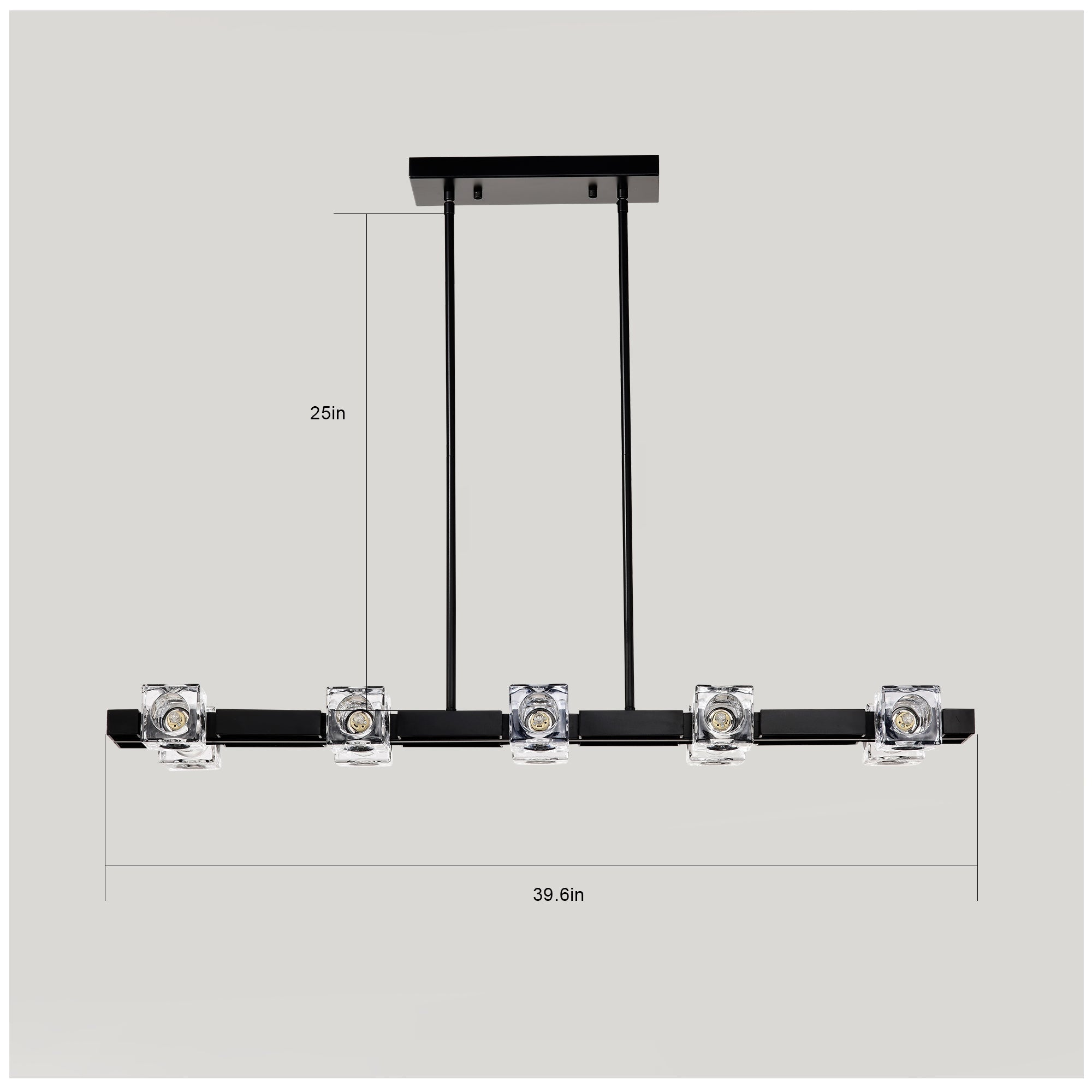 Rectangle Chandelier for Dining Room, 10-Light