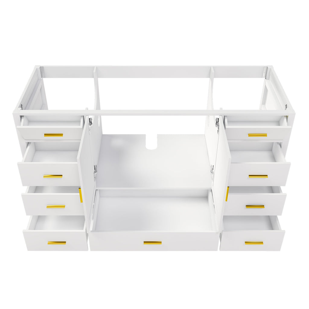 60" Bathroom Vanity Base Cabinet with Storage in White