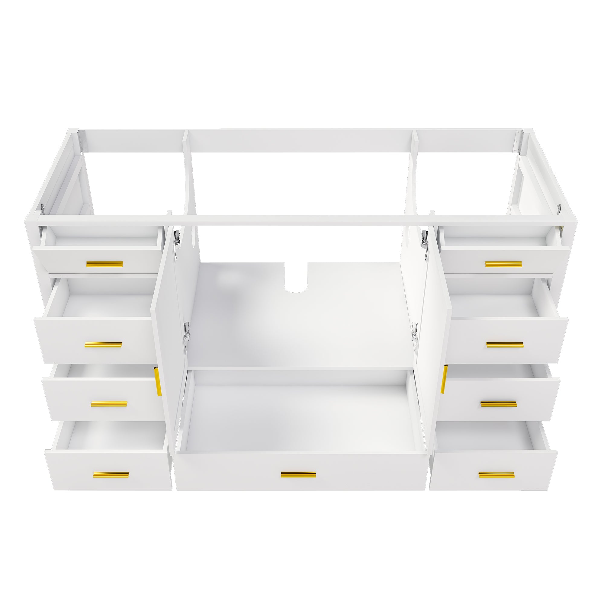 60" Bathroom Vanity Base Cabinet with Storage in White