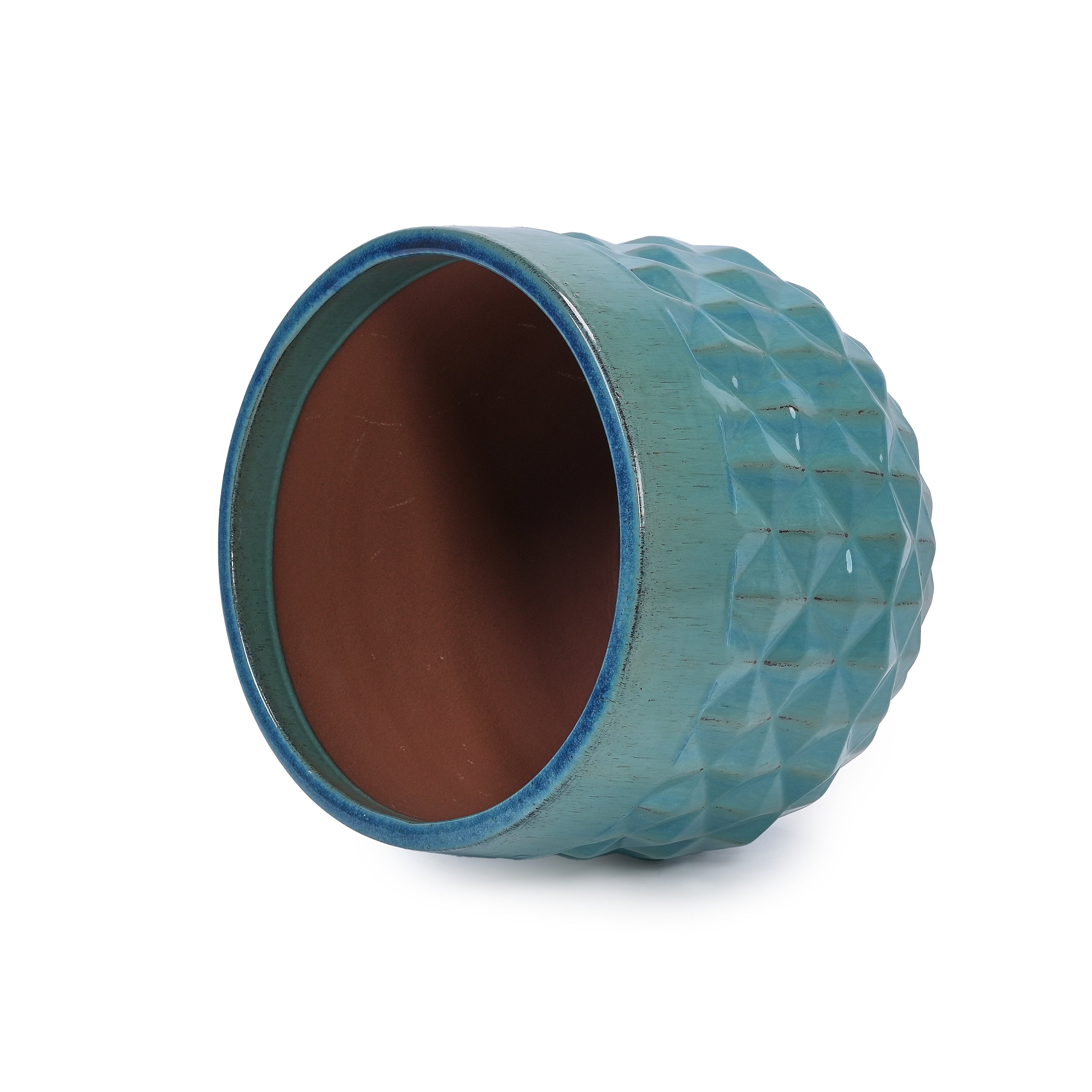 Handmade Ceramic Planter Pots Set of 3, Vintage Turquoise