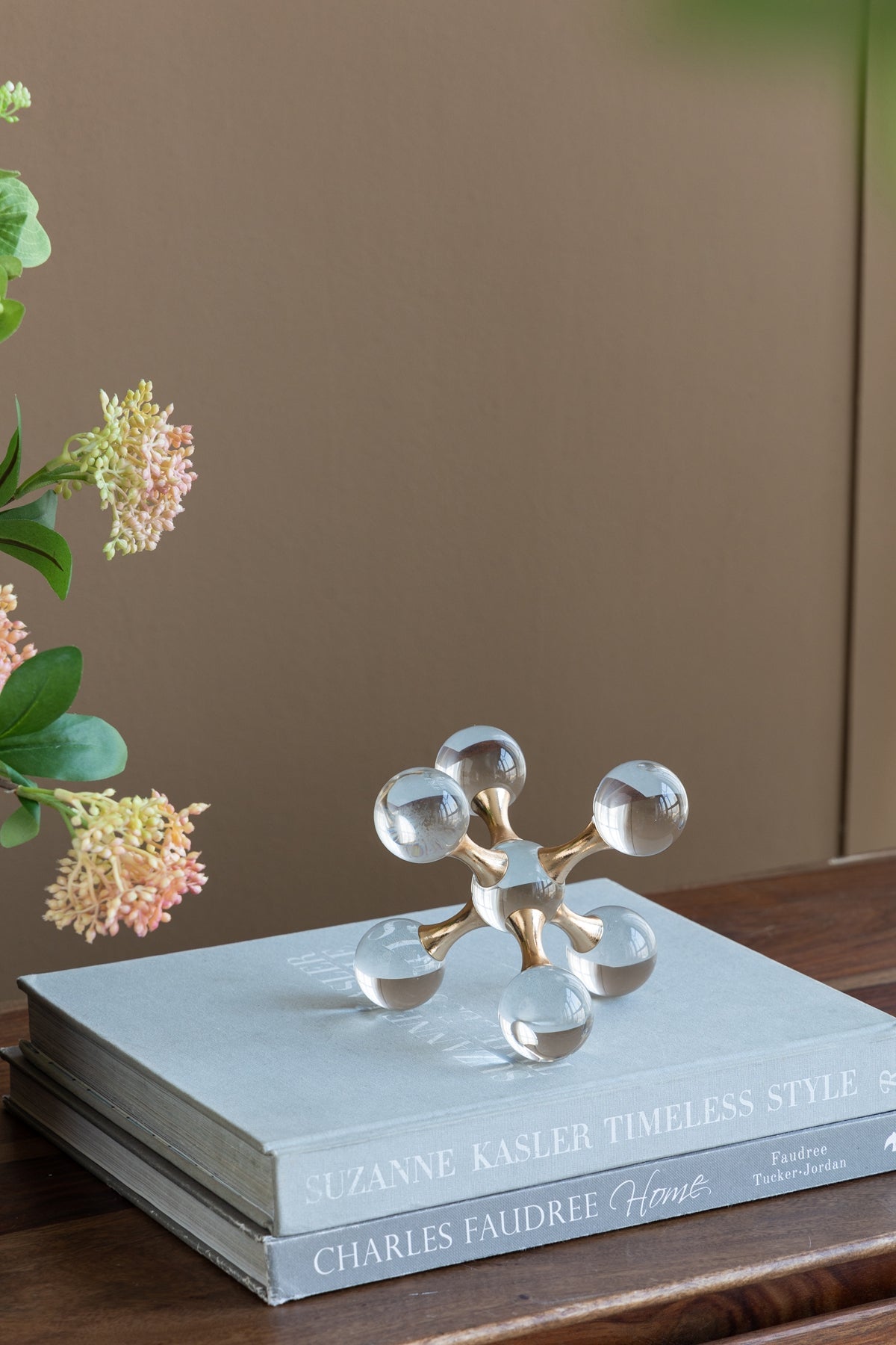 7.9" x 7.9" x 7.9" Clear and Gold Decorative Sculpture