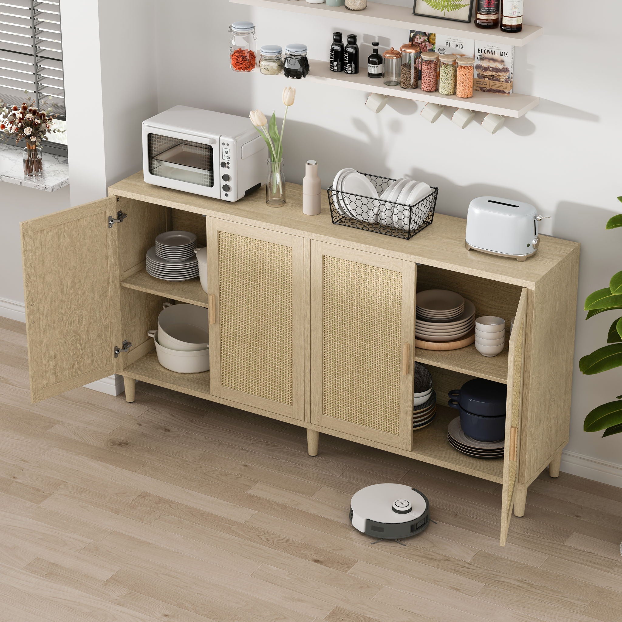 Buffet Cabinet With Adjustable Shelves For Kitchen