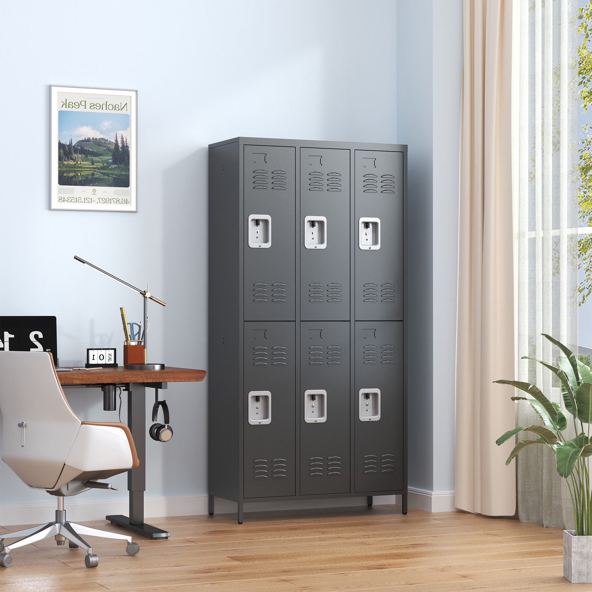 6 Door 72"H Metal Lockers with Lock