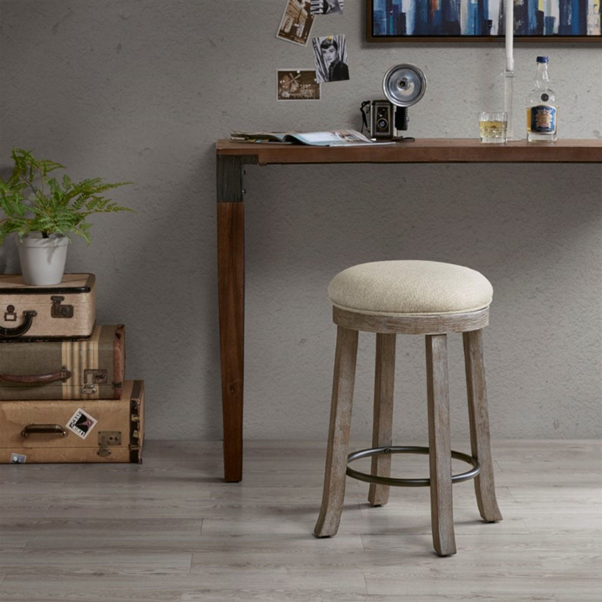 Swivel Counter Stool - Cream / Reclaimed Gray