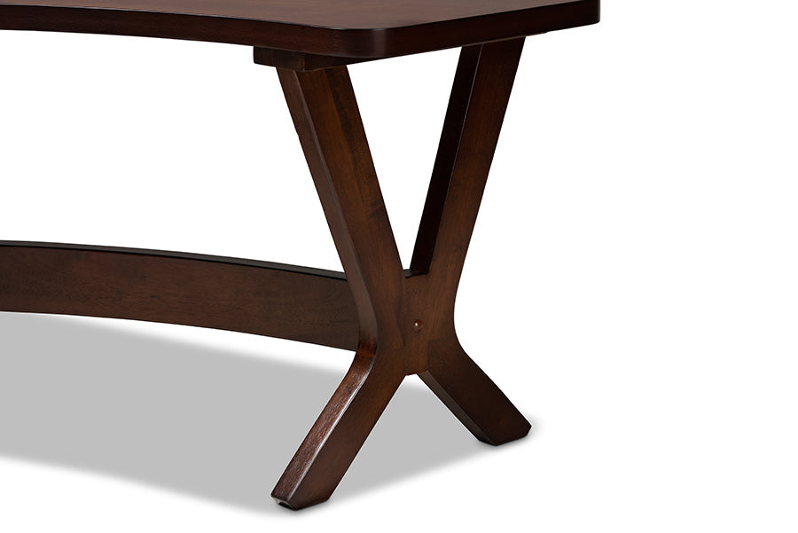 Baxton Studio Berlin Mid-Century Modern Walnut Finished Wood Curved Dining Bench