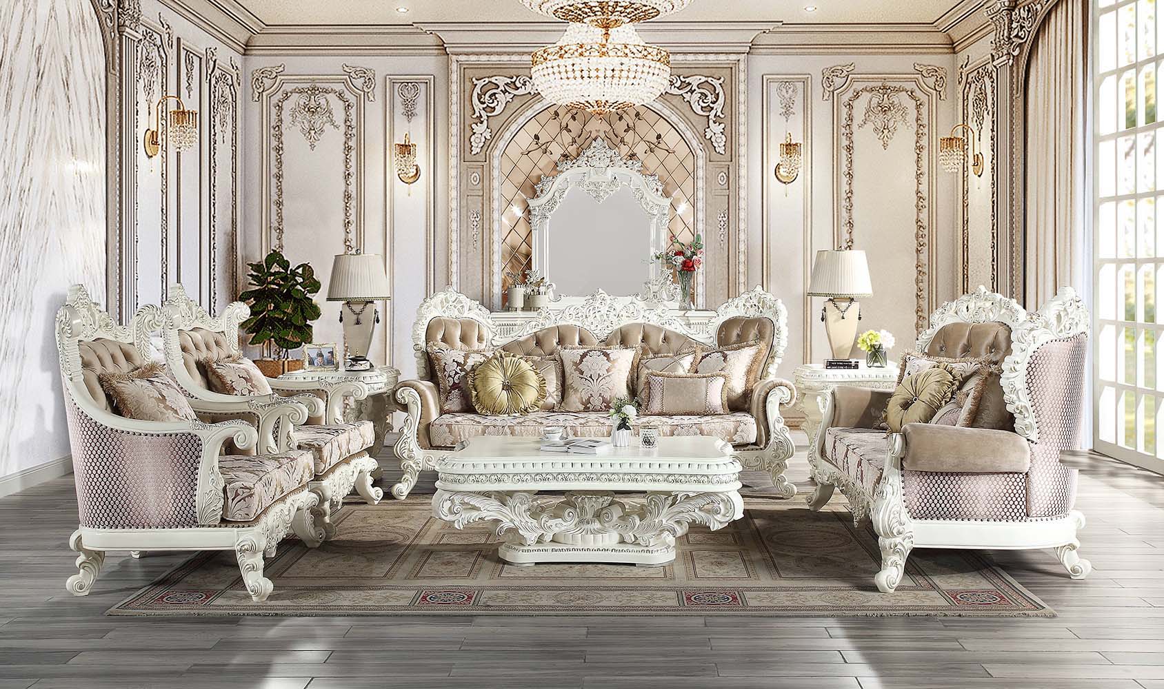 Vanaheim - Sofa With 7 Pillows - Fabric & Antique White