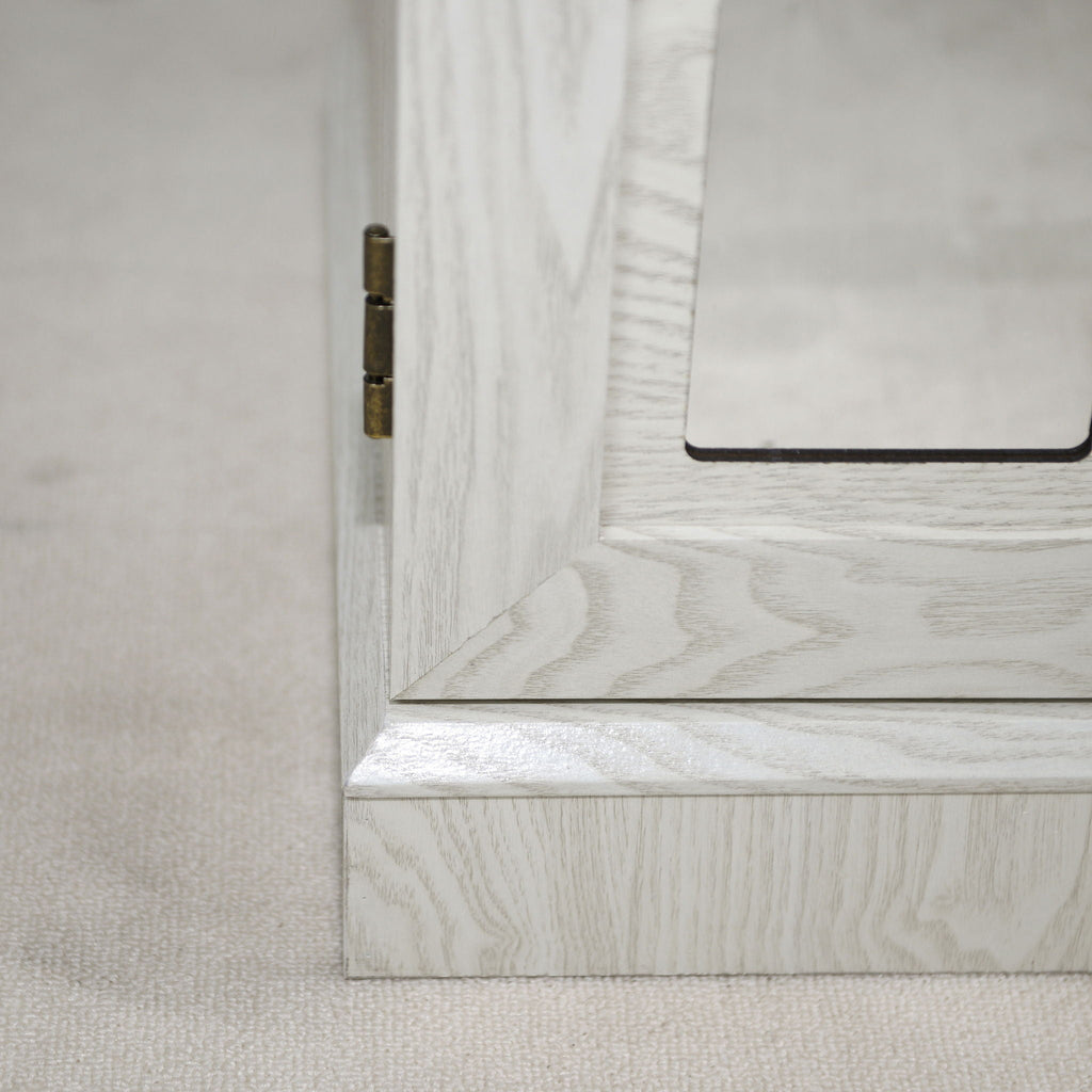 Sideboard Cabinet With Mirrored Doors, Adjustable Shelf, Metal Handles