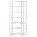7 Tier Corner Bookshelf, Storage Unit For Living Room