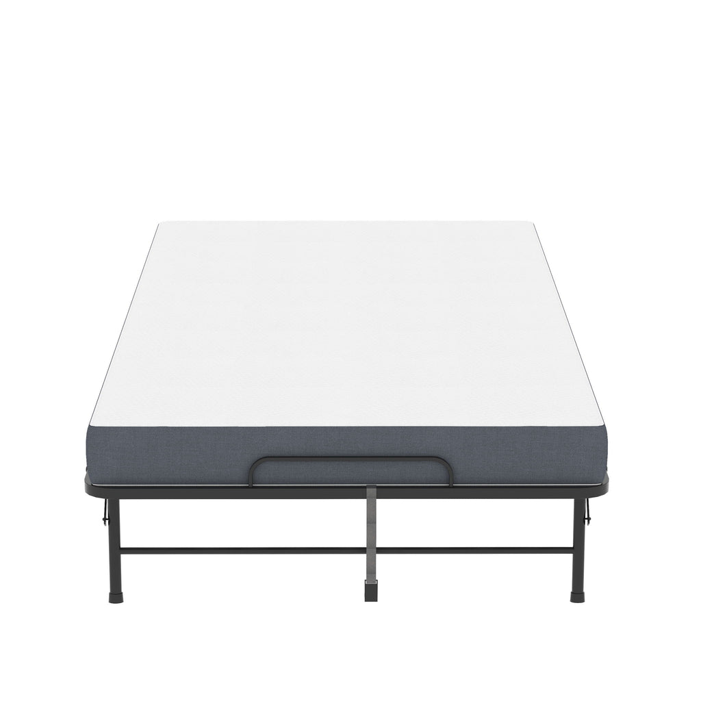 Twin Wide Folding Bed For Tall People, Extra Long & Wide Rollaway With Memory Foam, Heavy-Duty - Black