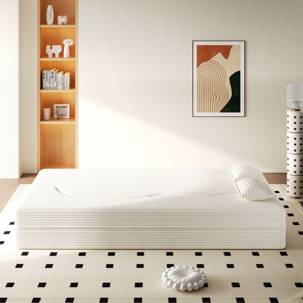 Floor Sofa With 2 Pillows, Convertible Twin Size Mattress For Living Room