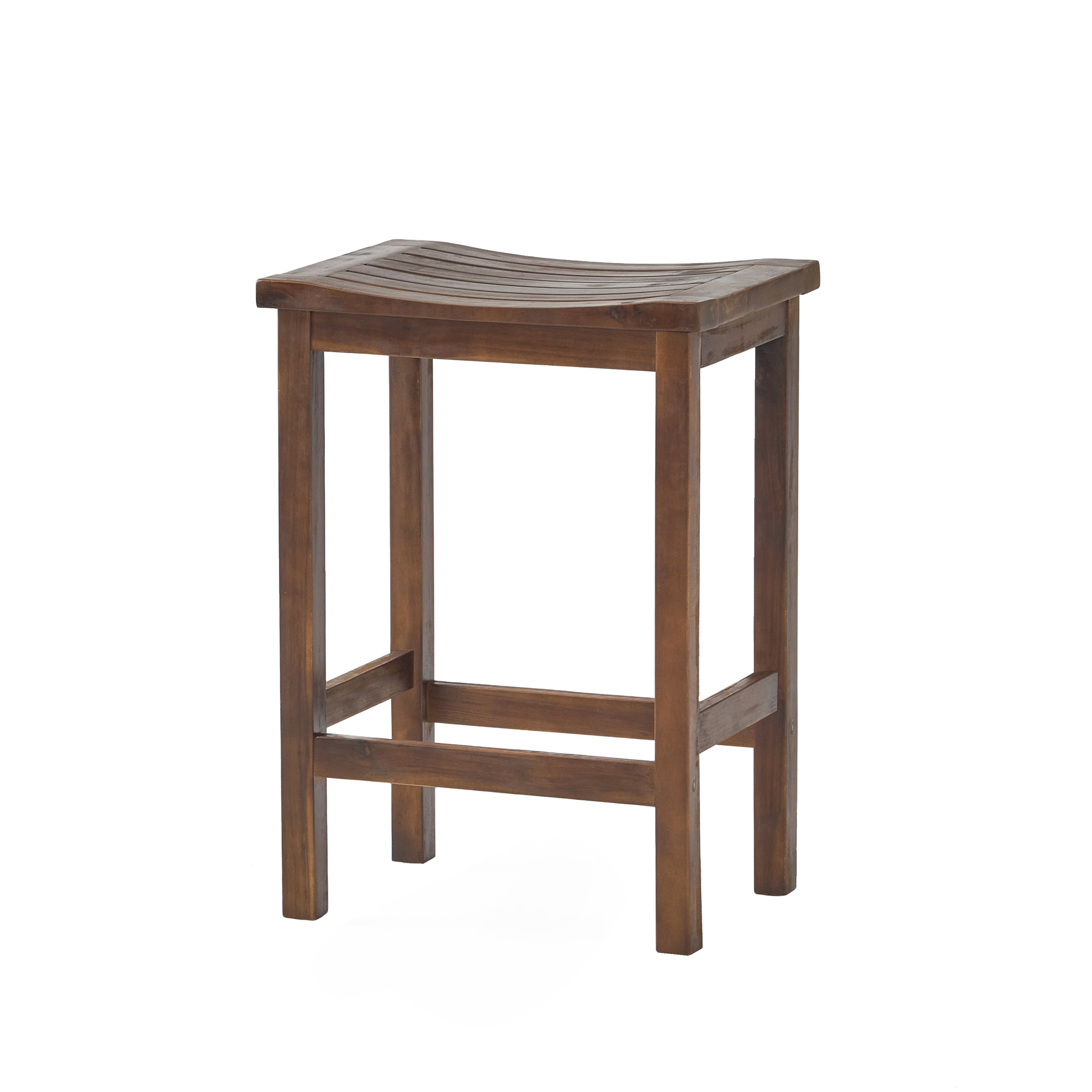 Outdoor Acacia Wood Counter Height Barstool Set of 2