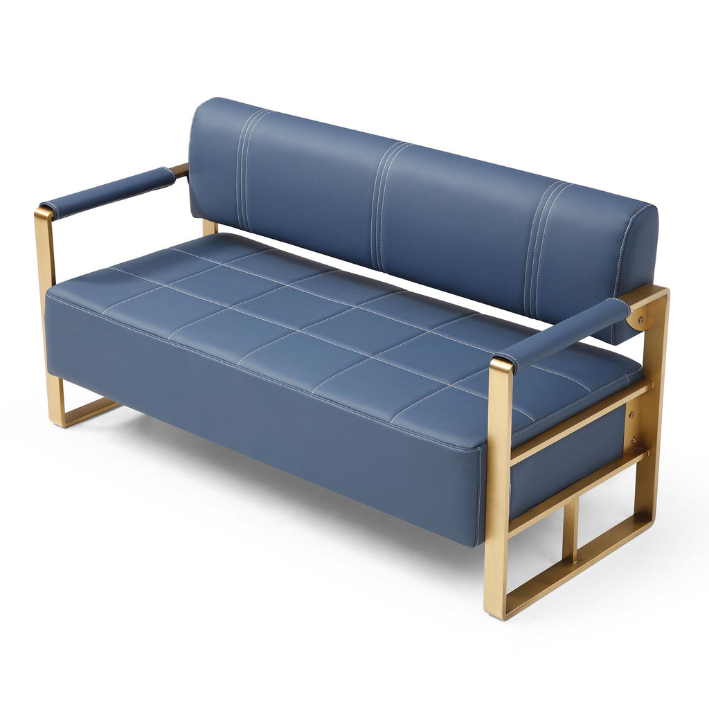 Modern Upholstery Accent Loveseat Sofa For Living Room 2 Seater With Metal Arms