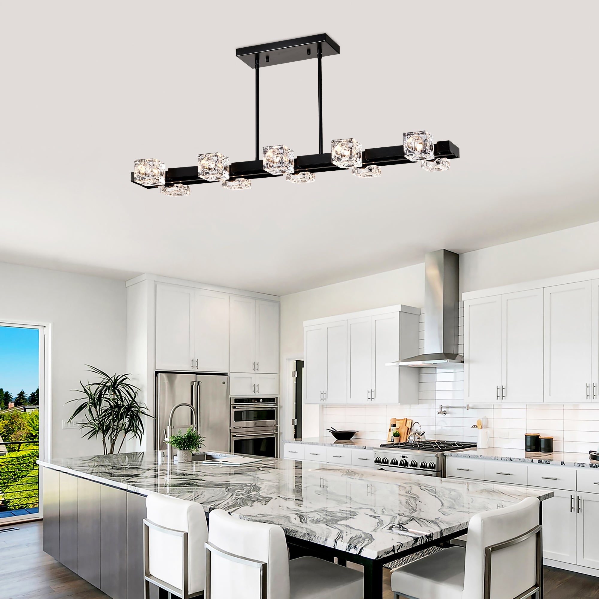 Rectangle Chandelier for Dining Room, 10-Light