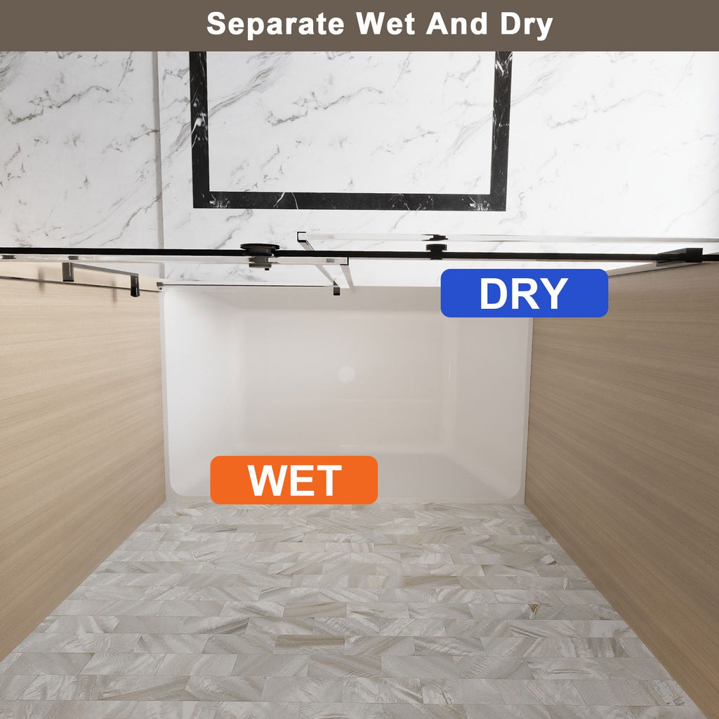 Frameless Single Sliding Shower Door, Square Tube Track